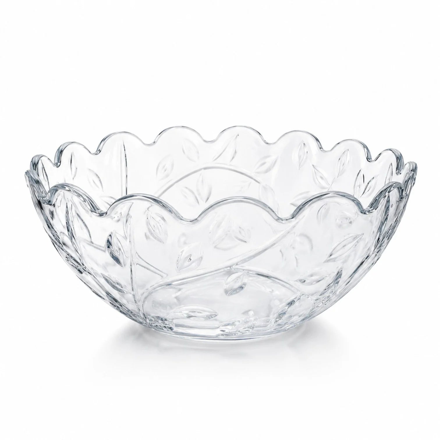 Bol din Sticlă 23x10cm, Model Cristal Floral, cu Margini Ondulate Engros