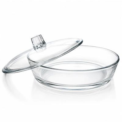 Vas Rotund din Sticla cu Capac, 23x6cm Transparent pentru Servire Engros