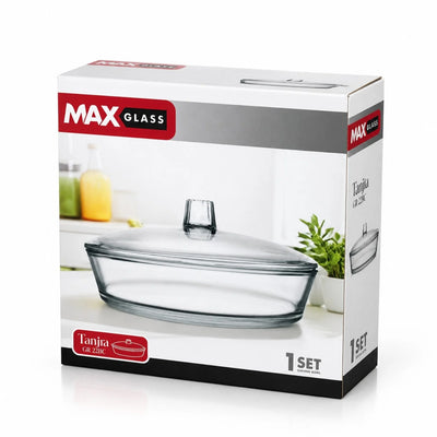 Vas Rotund din Sticla cu Capac, 23x6cm Transparent pentru Servire Engros