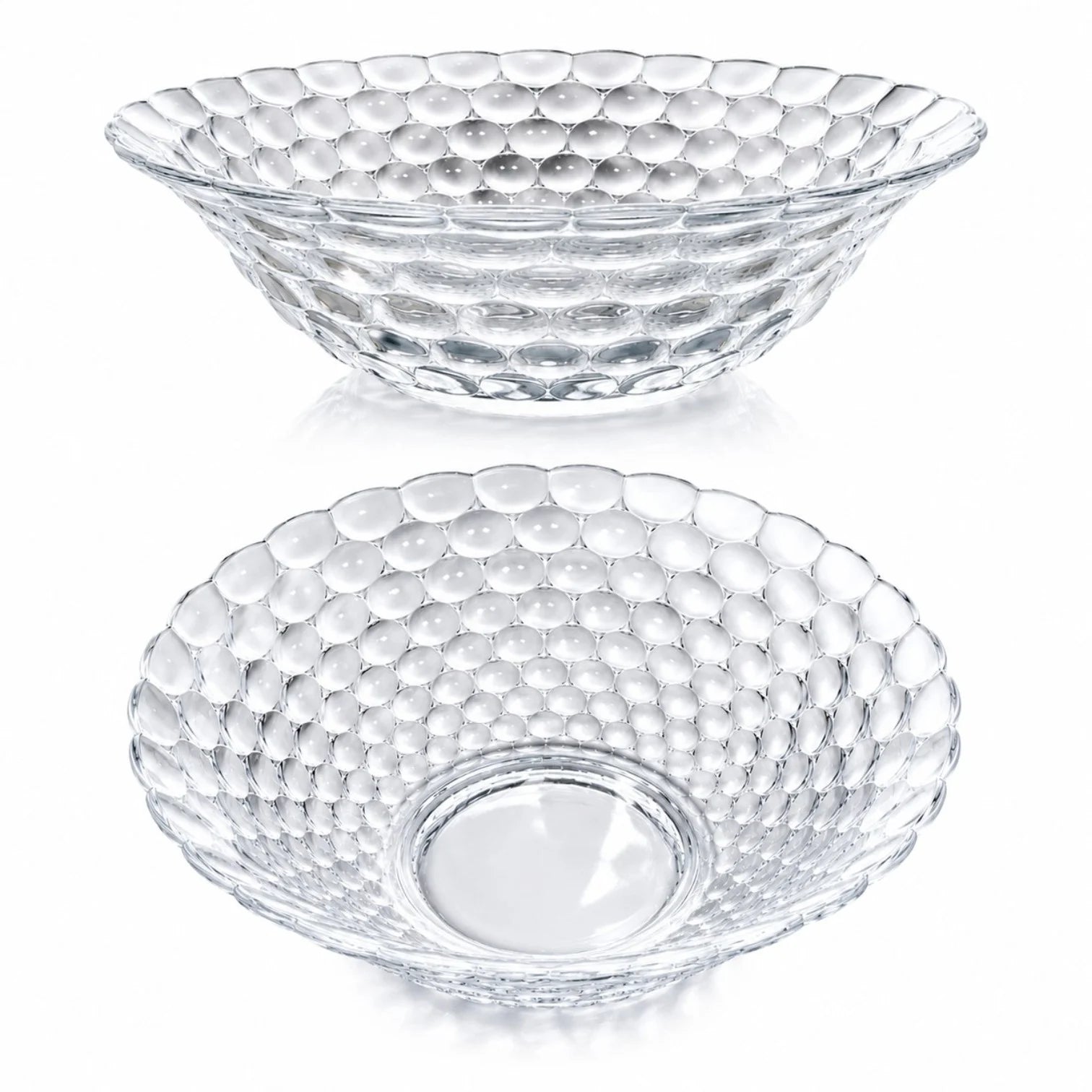 Bol din Sticlă 17.5x5cm, Model Cristal 6/set, cu Textură Bule, Transparent Engros