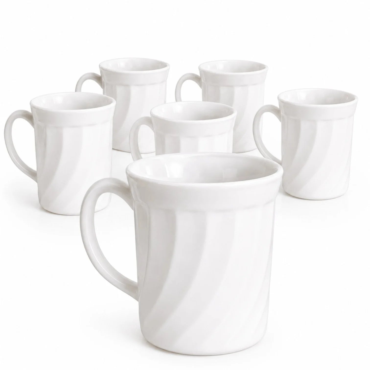 Cană din Arcopal 6/set, Model Spiralat Alb, 9x8cm Engros