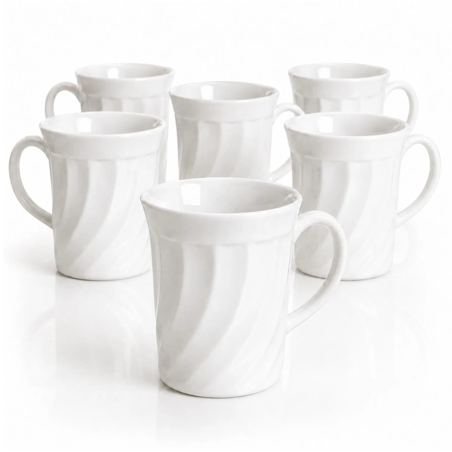 Cană din Arcopal 6/set, Model Spiralat Alb, 9x8cm Engros