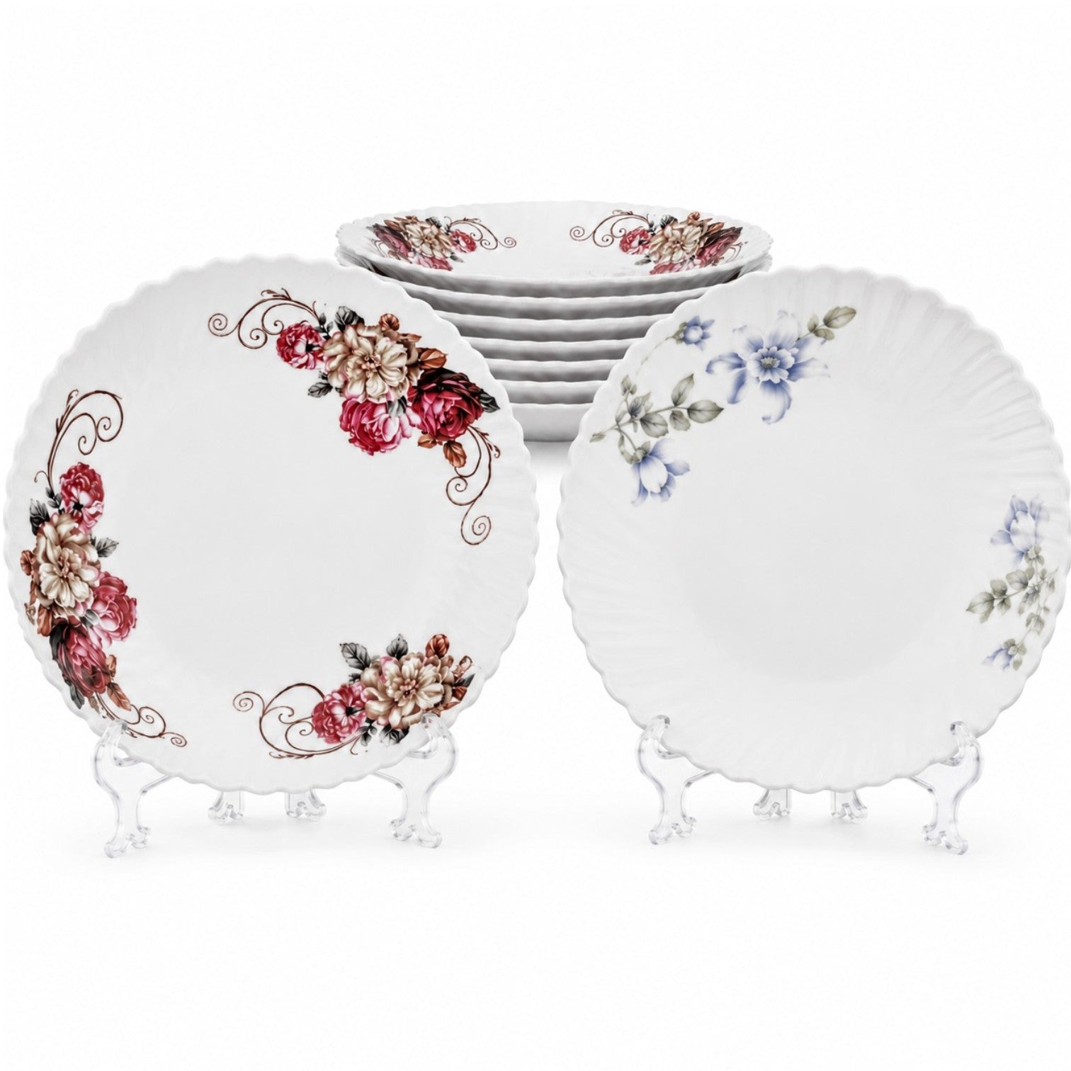 Farfurie Adâncă 6/set, din Opal, 21.5cm, Diferite Modele Florale Engros