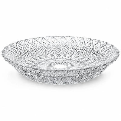 Platou din Sticlă 30cm, Model Cristal Floral Geometric, Transparent Engros
