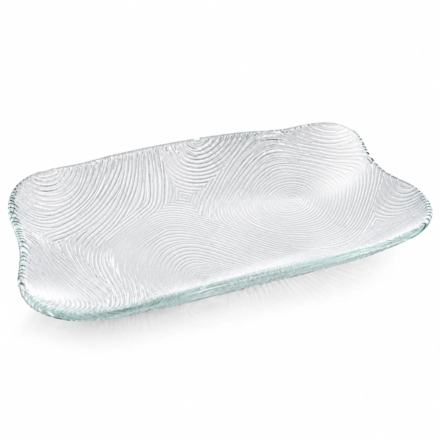 Platou Rectangular 6/set din Sticlă, 19.5x14cm, Model Spiralat Engros