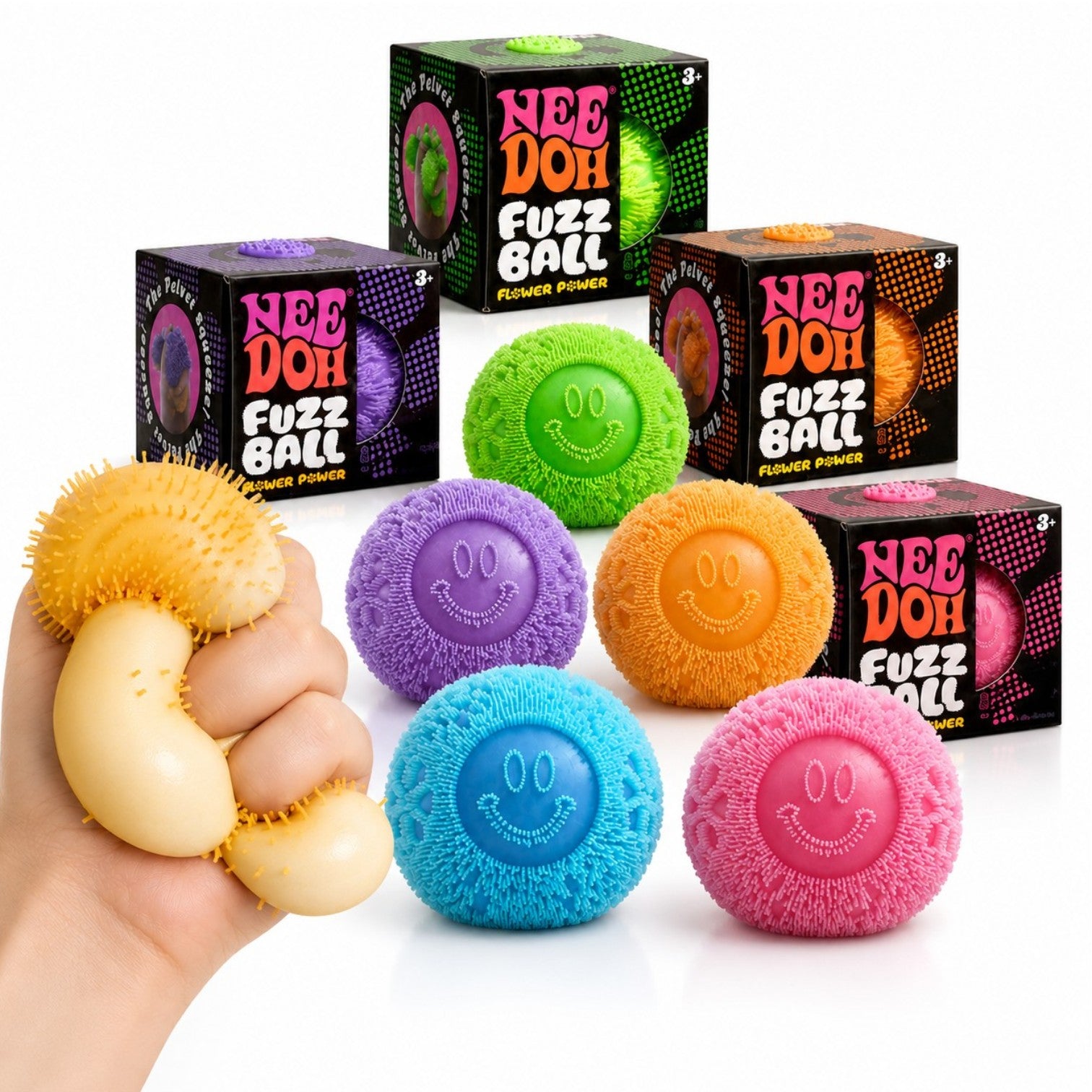Minge Antistres Smiley Face 6.5cm, Jucărie Senzorială Squishy cu Țepi Moi și Spumă Albă Slow Rising, Stretch & Squeeze, Diferite Culori Engros