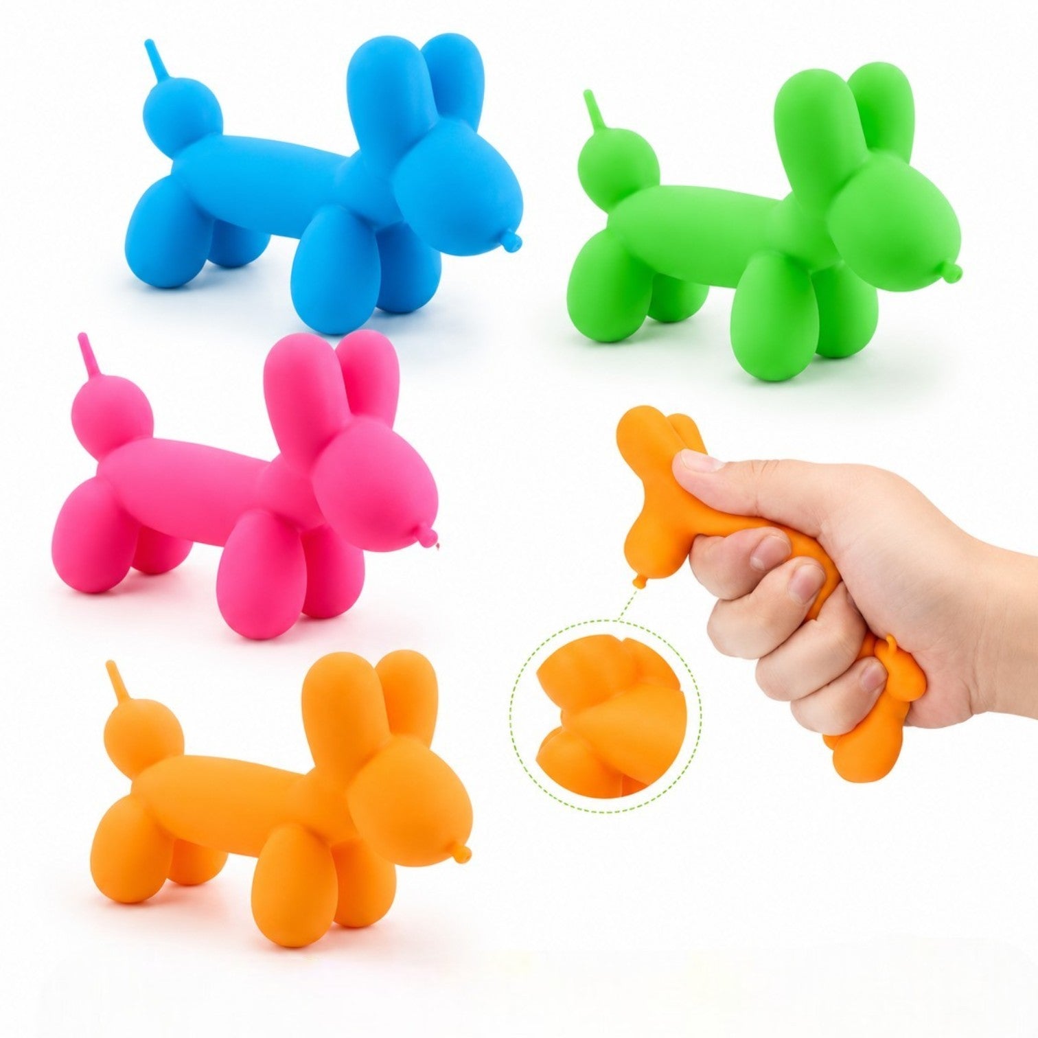 Jucărie Antistres Balloon Dog 12/set, Squishy Elastic Soft Touch, 12x7.5cm Stretch & Squeeze, Diferite Culori Engros