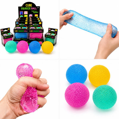 Minge Antistres Squishy 12/set, Cube Squeeze Ball 6.5cm, din Gel Elastic, Stretch & Squeeze, Diferite Culori Engros