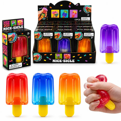 Jucarie Antistres 12/set, Tip Inghetata, 8cm, Squishy din Gel Elastic, Stretch & Squeeze, Diferite Culori Engros