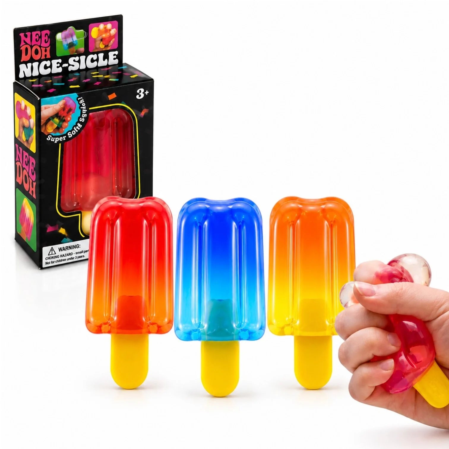 Jucarie Antistres 12/set, Tip Inghetata, 8cm, Squishy din Gel Elastic, Stretch & Squeeze, Diferite Culori Engros