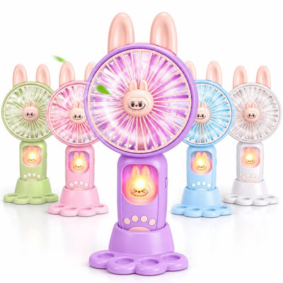 Ventilator Portabil 21.5cm, cu LED, Model cu Figurina, Reincarcabil USB, Diferite Culori Engros