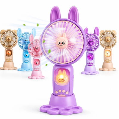 Ventilator Portabil 21.5cm, cu LED, Model cu Figurina, Reincarcabil USB, Diferite Culori Engros