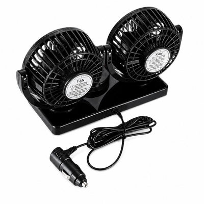 Ventilator Auto Dublu 14x20cm, Reglabil 360°, Alimentare la Priza Auto 12V, 2 Trepte de Viteză Engros