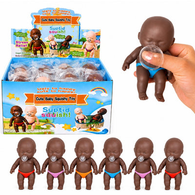 Jucărie Squishy Bebeluș 12/set, din TPR 14cm, cu Balon Extensibil, Anti-Stres, Diferite Culori Engros
