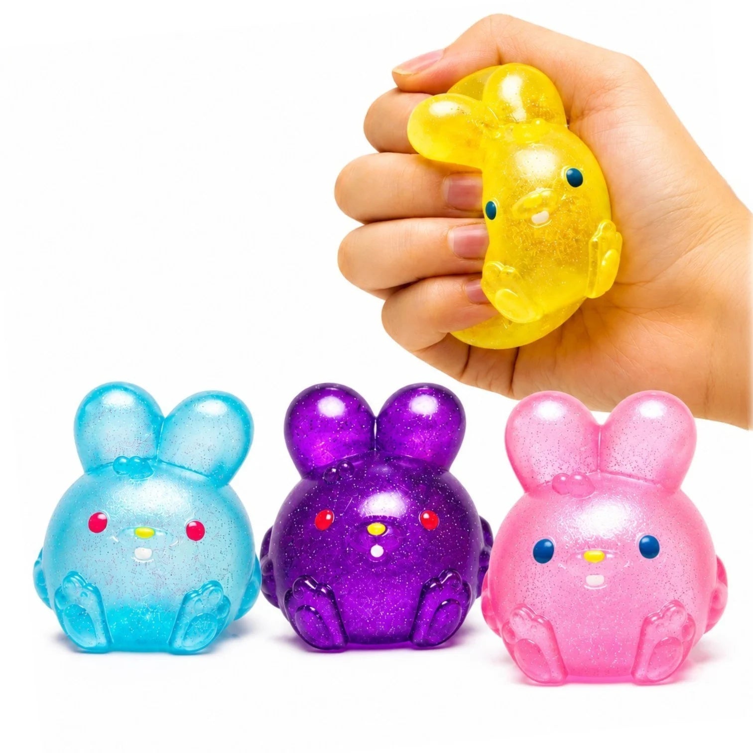 Jucărie Squishy Iepuras cu Glitter 8cm Anti-Stres, Slow Rising, Diferite Culori Engros