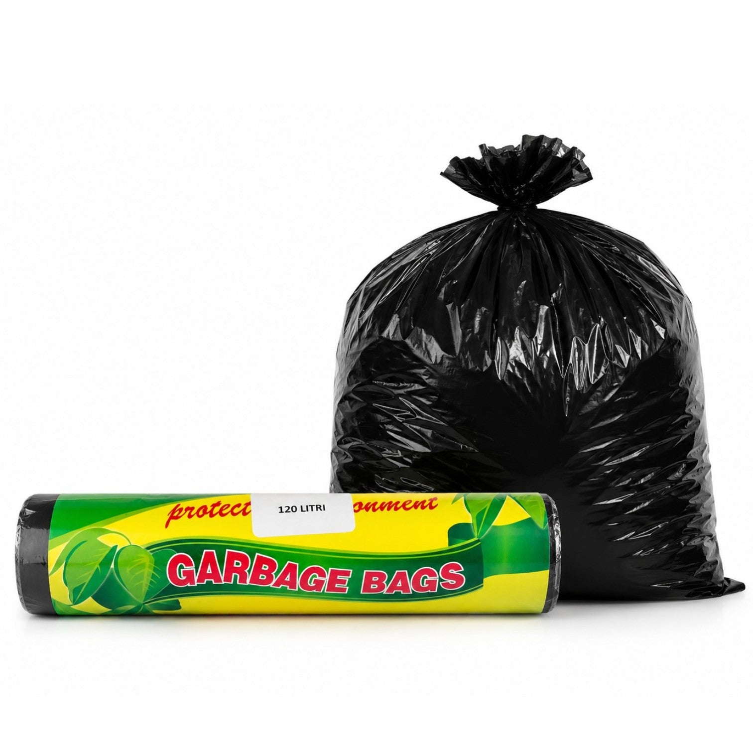 Saci Menajeri 120L, 80x100cm, 10 Buc/Rolă, Rezistenți pentru Bucătărie și Uz Casnic, Culoare Neagră Engros