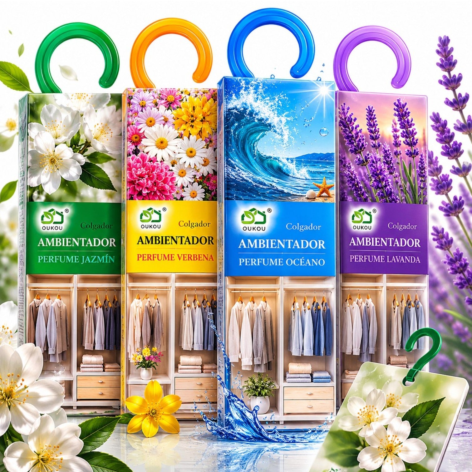 Odorizant Dulap 24/set, Arome Asortate, cu Agățătoare, Parfum pentru Haine și Garderobă Engros