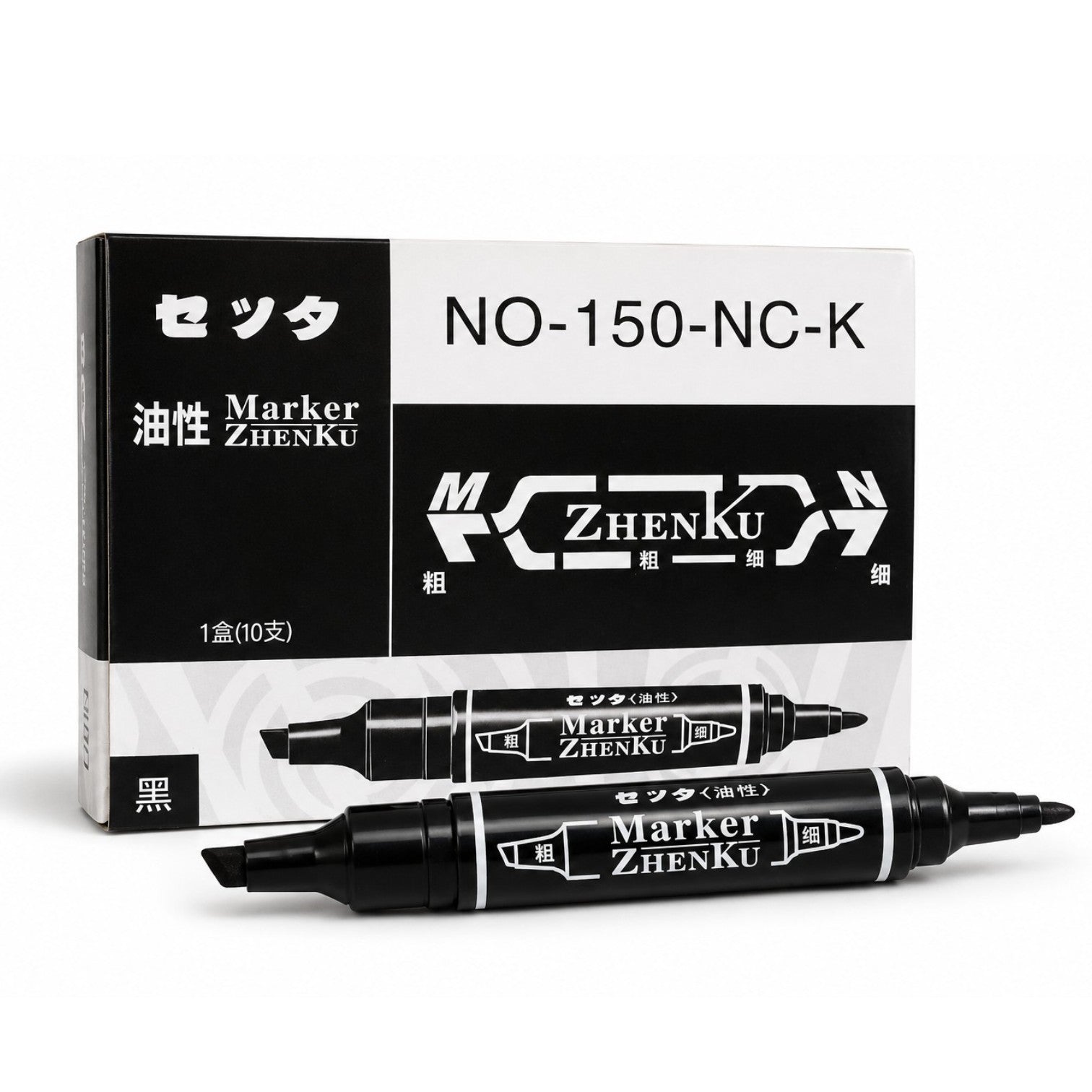 Marker Permanent cu Ulei 10/set, Dublu Vârf Gros-Fin, Culoare Neagră, Multifuncțional Engros