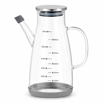Dispenser Multifuncțional din Sticlă 1000ml, cu Capac din Oțel Inoxidabil 21x10cm, Garnitură Etanșă din Silicon Engros