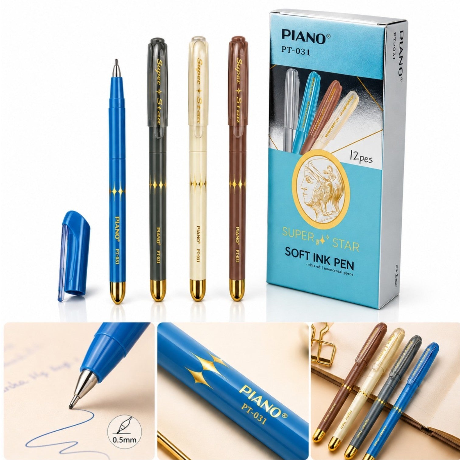 Pix cu Gel 12/set Piano PT-031, 14cm, Pastă Albastră, 6 seturi/tiplă Diferite Culori Engros