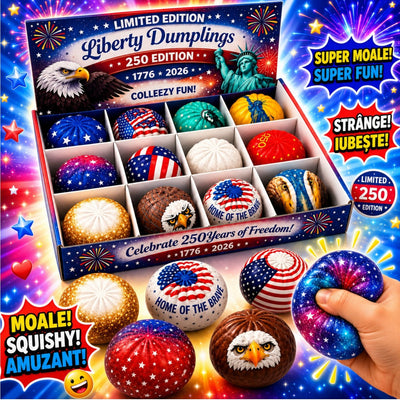 Jucărie Antistres Squishy 12/set, Liberty Dumplings, 9cm, Ediție Limitată 250 Edition 1776-2026, Slow Rising, Diferite Modele Engros