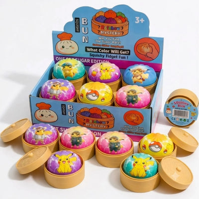 Jucărie Squishy Dumpling 12/set, în Cutie Plastic, 9cm, Antistres, Model Personaje Desenate Engros