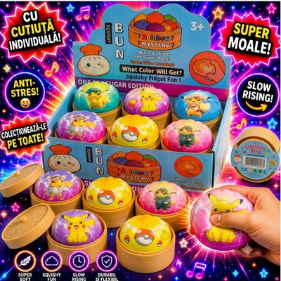 Jucărie Squishy Dumpling 9cm, în Cutie Plastic, Antistres, Model Personaje Desenate Engros
