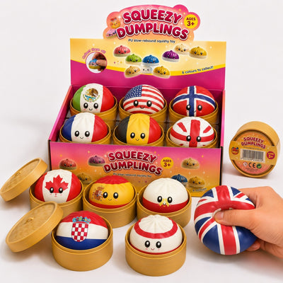 Jucărie Squishy Dumpling, în Cutie Plastic, 9cm, Antistres, Model Cupa Mondiala Fotbal Engros