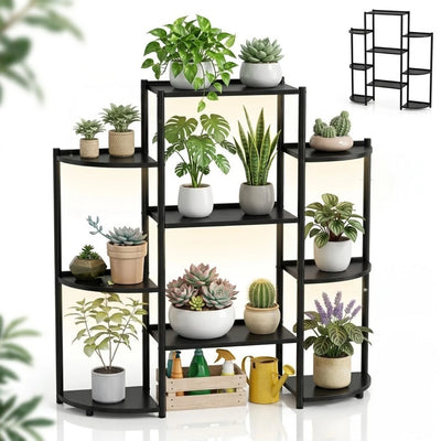 Etajeră Metalică 102×99×42.5cm, Raft pentru Flori cu 7 Polițe Engros