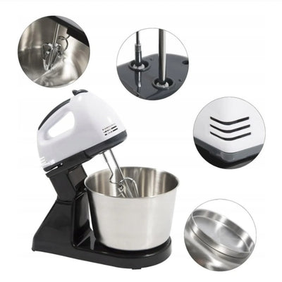 Mixer Electric cu Bol din Inox 4L, 380W, 7 Trepte de Viteză, Accesorii pentru Mixare și Frământare, Suport Stabil Engros