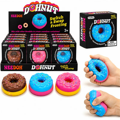 Jucărie Squishy Gogoașă 12/set, Antistres 7cm, Slow Rising, Moale și Elastică cu Glazură, Model Donut, Diferite Culori Engros