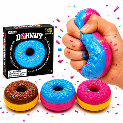 Jucărie Squishy Gogoașă 7cm, Antistres, Slow Rising, Moale și Elastică cu Glazură, Model Donut, Diferite Culori Engros