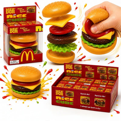 Jucărie Squishy Burger 12/set, Antistres 7×3cm Slow Rising, Model Hamburger Realist si Elastic Engros