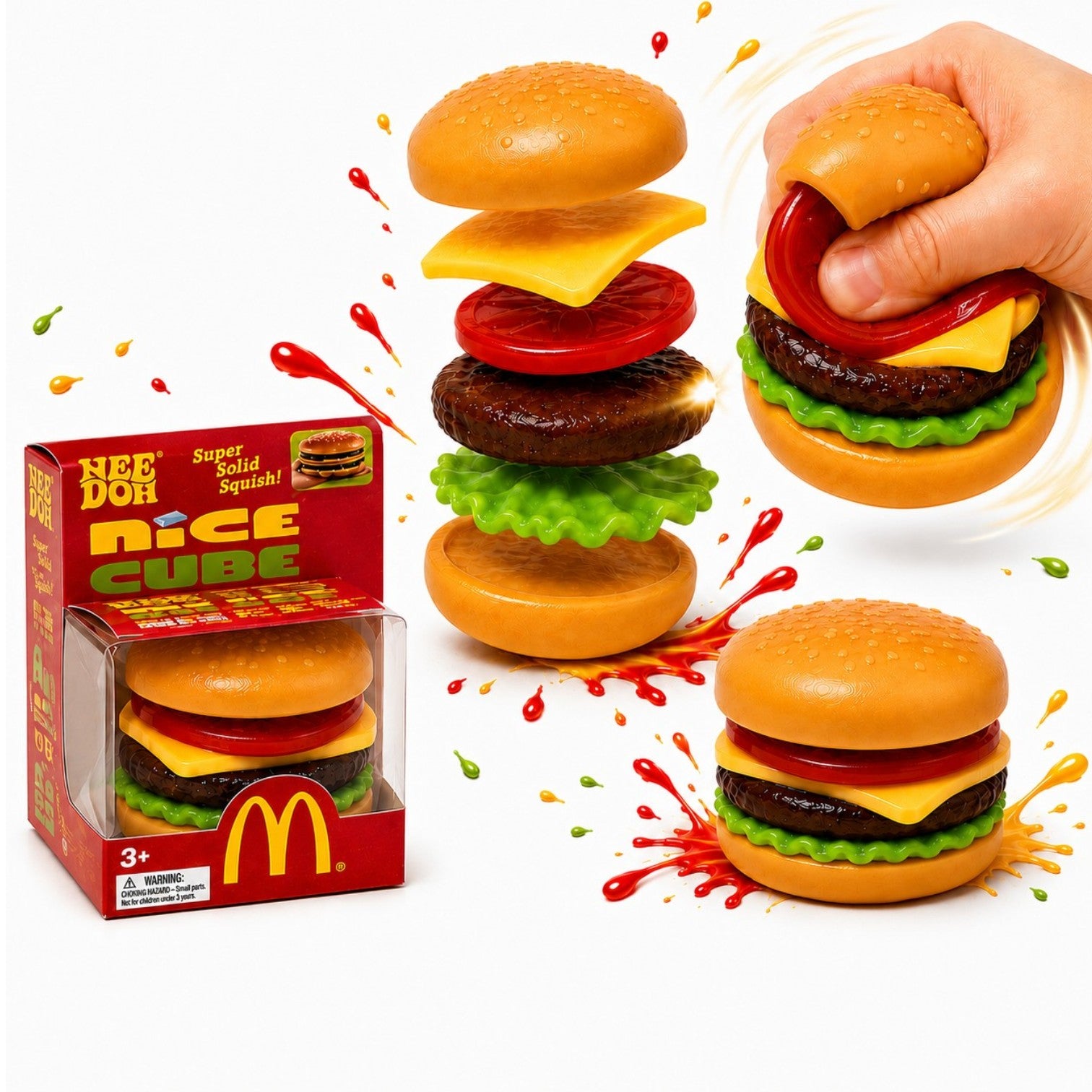 Jucărie Squishy Burger 7×3cm, Antistres, Slow Rising, Model Hamburger Realist si Elastic Engros