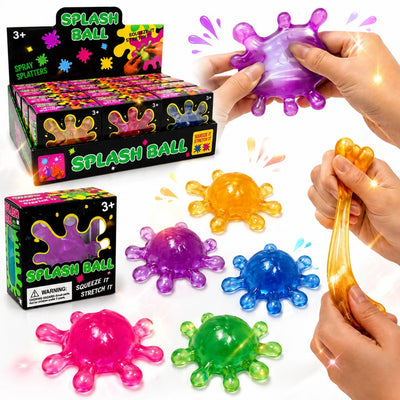 Jucărie Squishy Splash Ball 12/Set, Antistres 10cm, Slow Rising, Model Virus Splash, Stretch & Squeeze, Diferite Culori Engros