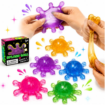 Jucarie Squishy Splash Ball Antistres 10cm, Slow Rising, Model Virus Splash, Stretch & Squeeze, Diferite Culori Engros