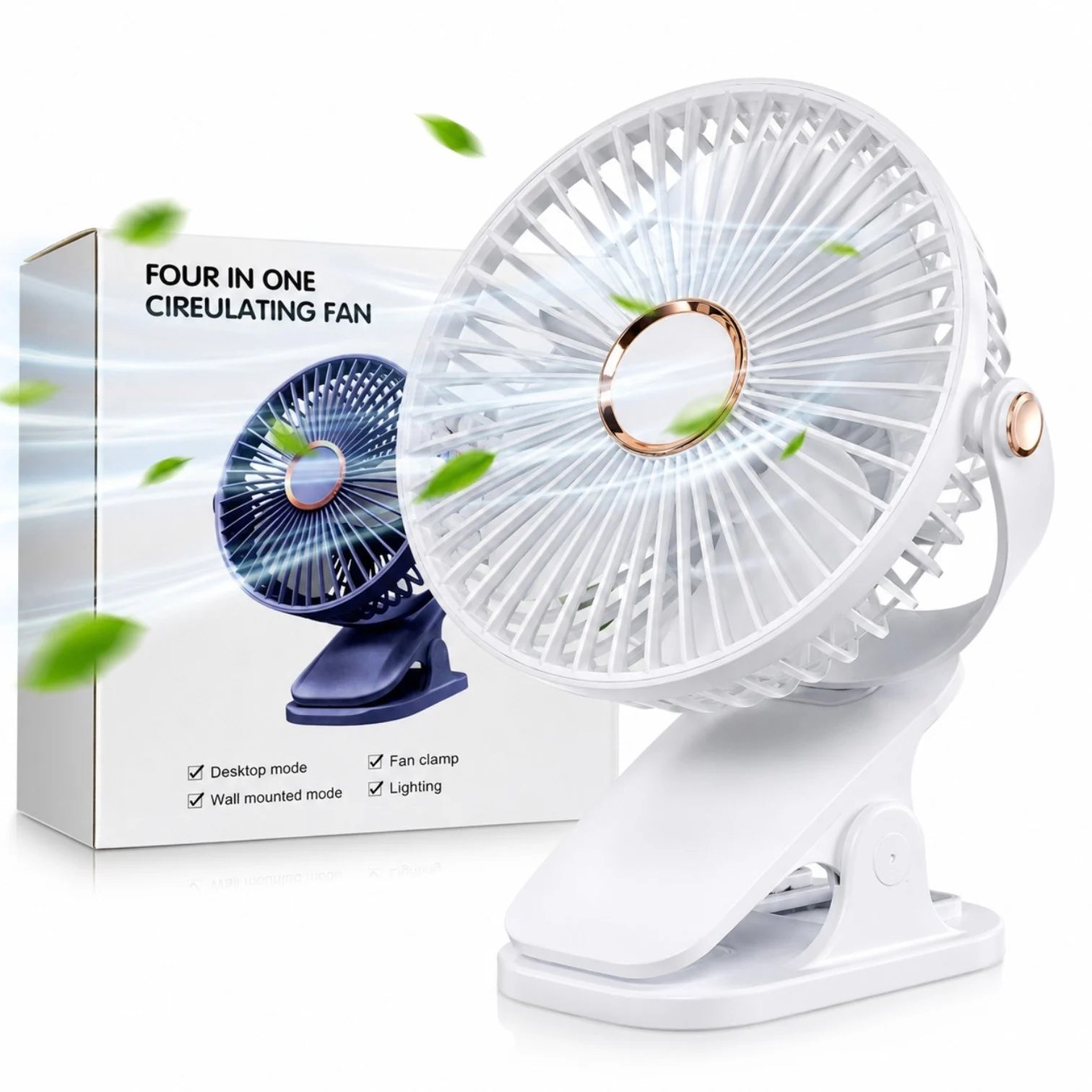 Ventilator Portabil cu Clemă, 20×15cm, USB, Rotire 360°, 3 Trepte de Viteză, Montare pe Birou sau Perete, Silențios, Diferite Culori Engros