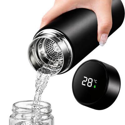 Termos Inteligent 500ml cu Afișaj LED al Temperaturii, 22.5×6.5cm, Oțel Inoxidabil, Filtru pentru Ceai și Capac Etanș Engros