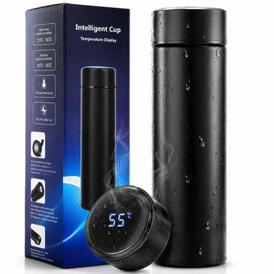 Termos Inteligent 500ml cu Afișaj LED al Temperaturii, 22.5×6.5cm, Oțel Inoxidabil, Filtru pentru Ceai și Capac Etanș Engros