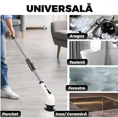 Perie Electrică de Curățare 9 în 1, 25W, 110–120cm Reîncărcabilă USB, Mâner Telescopic Extensibil, 9 Capete Interschimbabile, Multifunctionala Engros