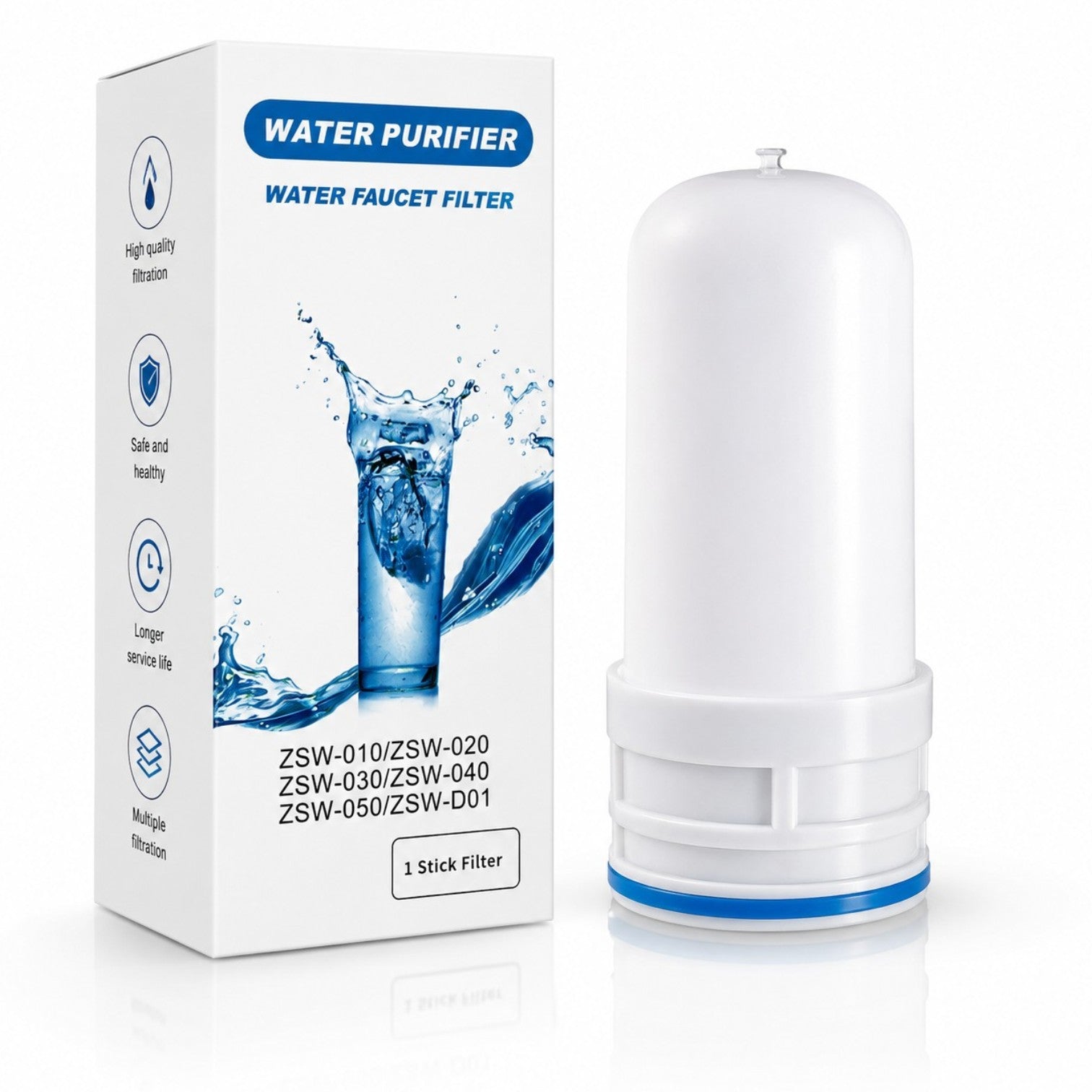 Cartuș Filtrant de Schimb pentru Filtru de Apă la Robinet, Carbon Activ, Purificare Eficientă a Apei Potabile Engros