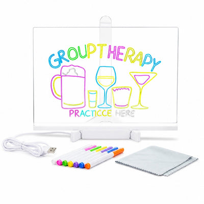 Tăbliță LED Electrică pentru Mesaje 30x20cm, Panou Acrilic Reutilizabil, Alimentare USB, 7 Markere Colorate, Lavetă și Suport Inclus Engros