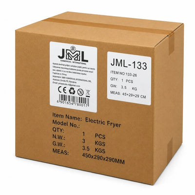 Friteuză Electrică Profesională din Inox, 45×29×26cm, 3.5kg, Termostat Reglabil, Coș din Oțel Inoxidabil cu Capac Inclus, 2500W Engros
