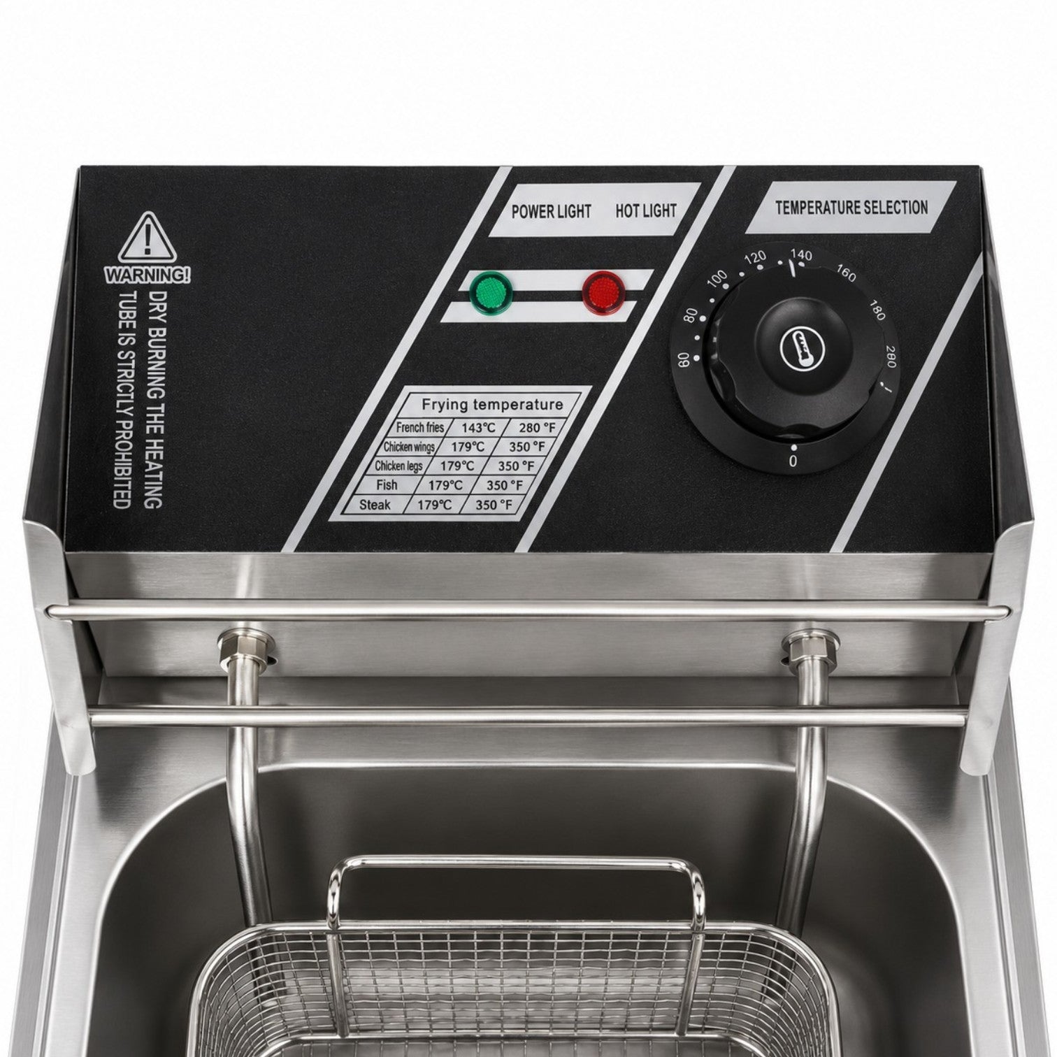 Friteuză Electrică Profesională din Inox, 45×29×26cm, 3.5kg, Termostat Reglabil, Coș din Oțel Inoxidabil cu Capac Inclus, 2500W Engros