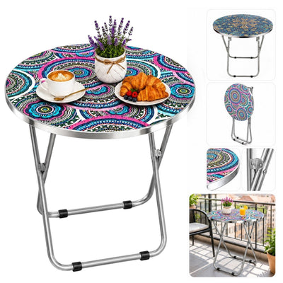 Masa Pliabila Rotundă 60×70cm, Cadru Metalic 2/set, Blat Decorativ, Diferite Modele Engros