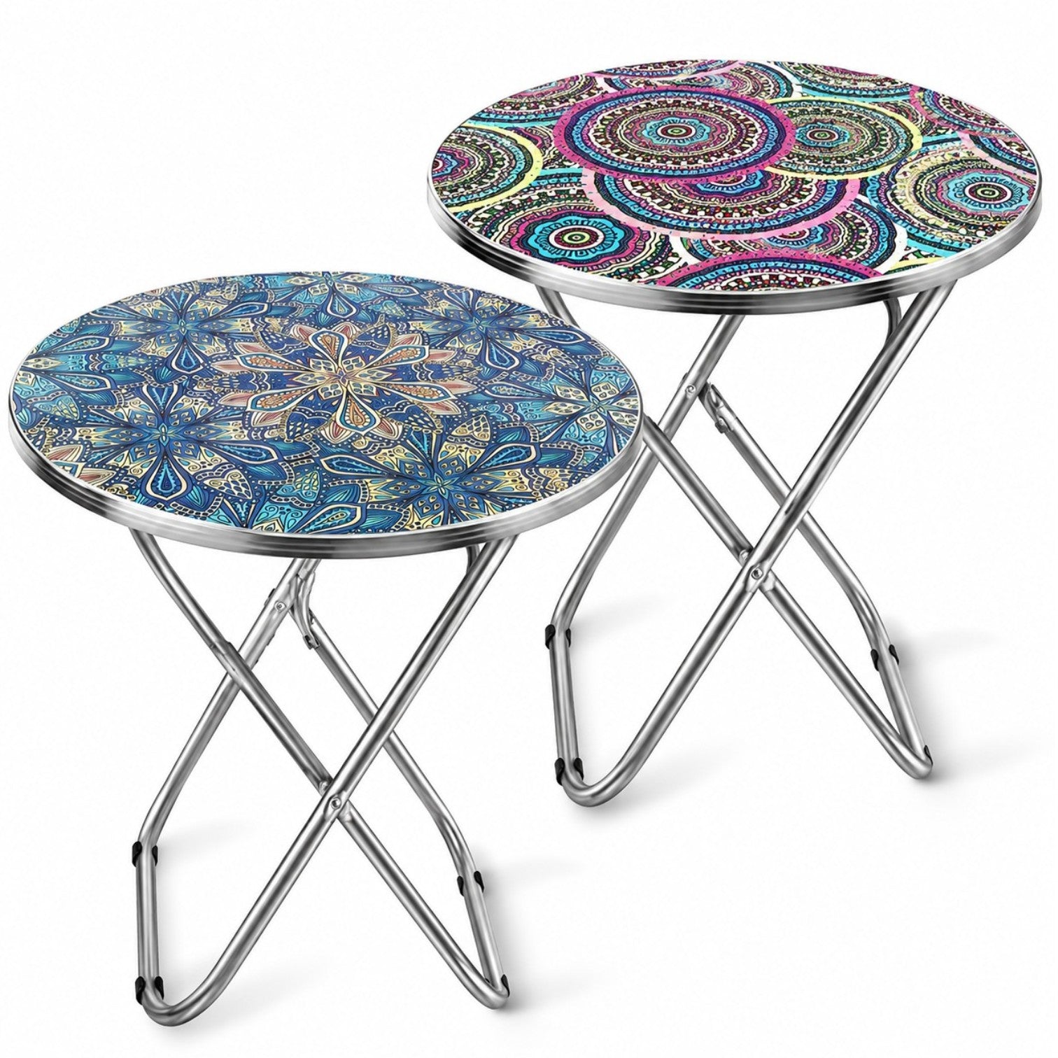 Masa Pliabila Rotundă 60×70cm, Cadru Metalic 2/set, Blat Decorativ, Diferite Modele Engros