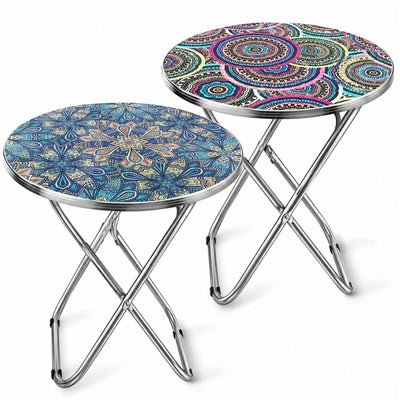 Masa Pliabila Rotundă 60×70cm, Cadru Metalic 2/set, Blat Decorativ, Diferite Modele Engros