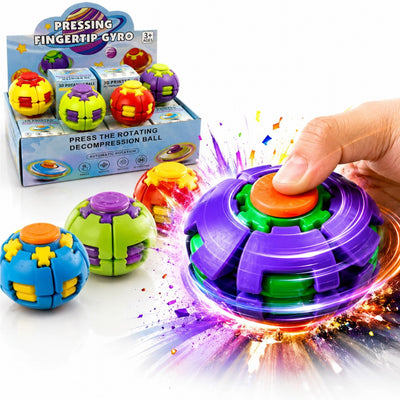 Minge Spinner Antistres 3D, 5.5cm, Fingertip Gyro cu Rotire Automată și Buton de Apăsare, Diferite Culori Engros