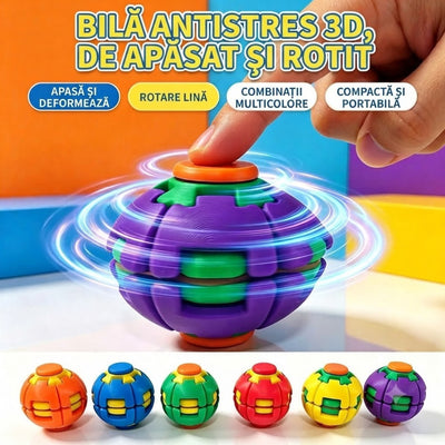 Minge Spinner Antistres 3D 12/set, 5.5cm, Fingertip Gyro cu Rotire Automată și Buton de Apăsare, Diferite Culori Engros
