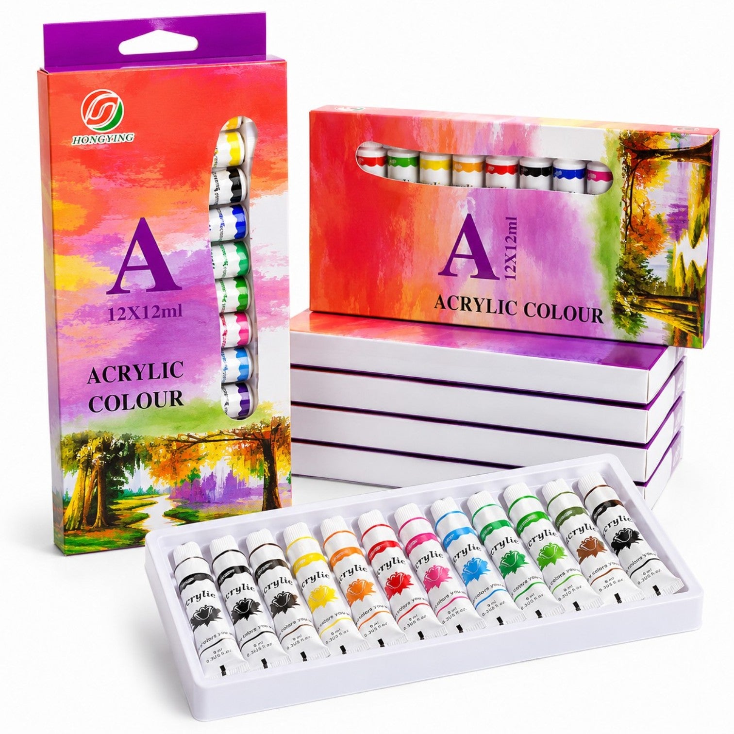 Vopsele Acuarele Acrilice 12ml, pentru Pictură 12 Culori Engros